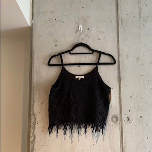 Black Crochet Lace Crop Top | Size M